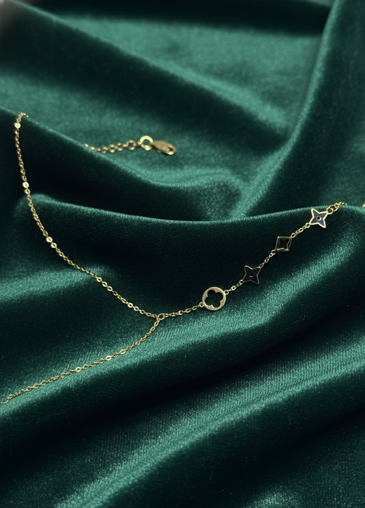 Floral Charm Hand Chain Bracelet